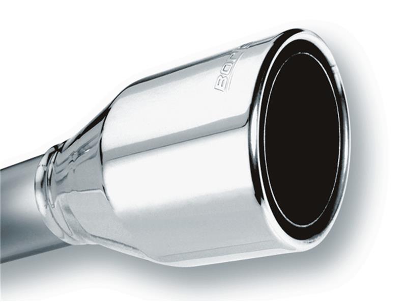 Borla 2.5in Inlet 4.5in Round Rolled Angle Cut Phantom X 7.75in Long Embossed Universal Exhaust Tips for offroad performance upgrades.