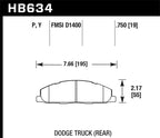 Hawk 09-14 Dodge Ram 2500/3500 Rear LTS Brake Pads dimensions