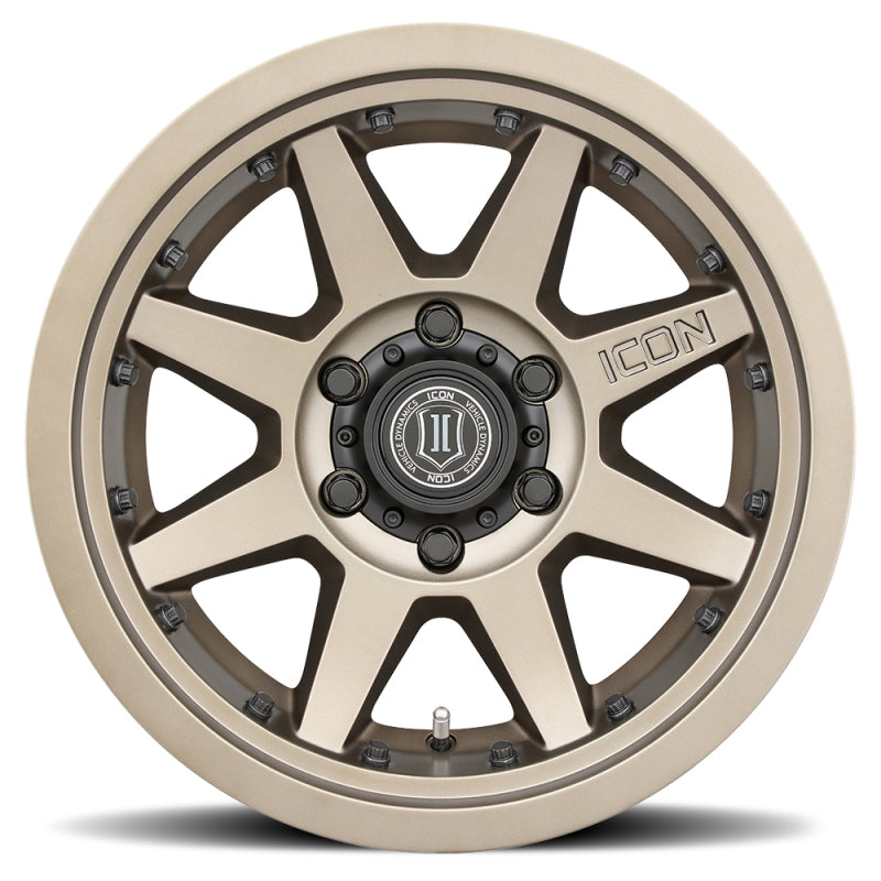 ICON Rebound Pro 17x8.5 6x5.5 0mm Offset 4.75in BS 106.1mm Bore Bronze Wheel for offroad performance upgrades.