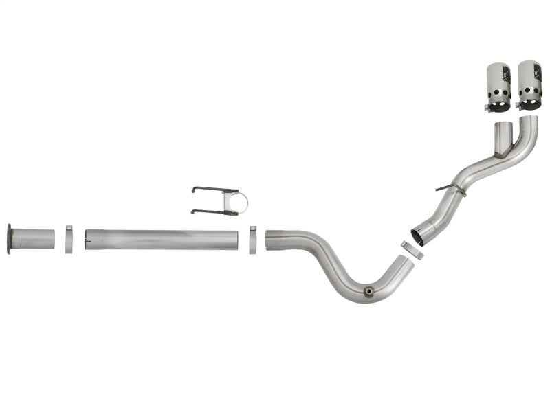 aFe Rebel XD 4in SS Down-Pipe Back Exhaust w/Dual Polished Tips 17-18 Ford Diesel Trucks V8-6.7L(td) Secondary image