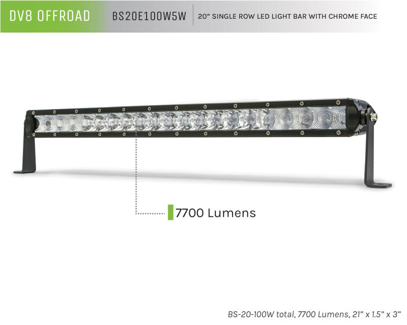 DV8 Offroad SL 8 Slim 20in Light Bar Slim 100W Spot 5W CREE LED - Black Secondary image