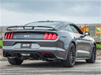 Borla 2018 Ford Mustang GT (A/T / M/T) 3in ATAK Catback Exhaust w/o Valves w/ Black Chrome Tips installed on gray Mustang GT