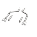 MagnaFlow Axle-Back, SS, 3in, Quad Split Rear 3.5 Tips 2015 Dodge Challenger incl SRT Hellcat exhaust components