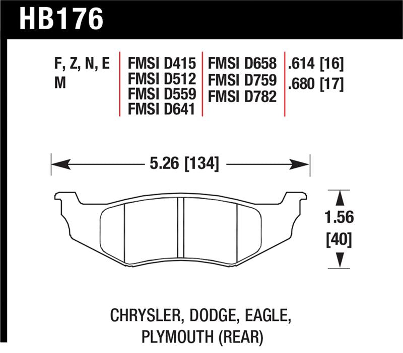 Hawk SRT4 HP+ Street Rear Brake Pads specifications diagram Main image