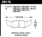 Hawk SRT4 HP+ Street Rear Brake Pads specifications diagram