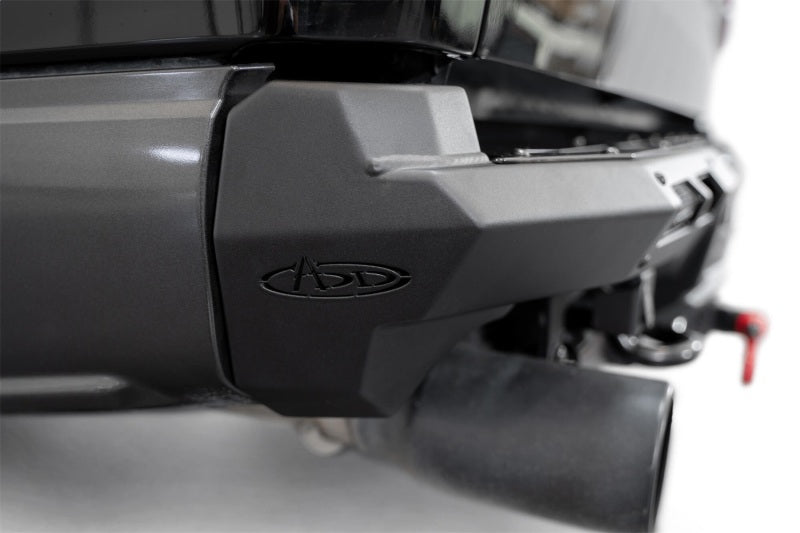 Addictive Desert Designs17-20 Ford F-150 Raptor Phantom Front Bumper close-up view showcasing skid plate features.
