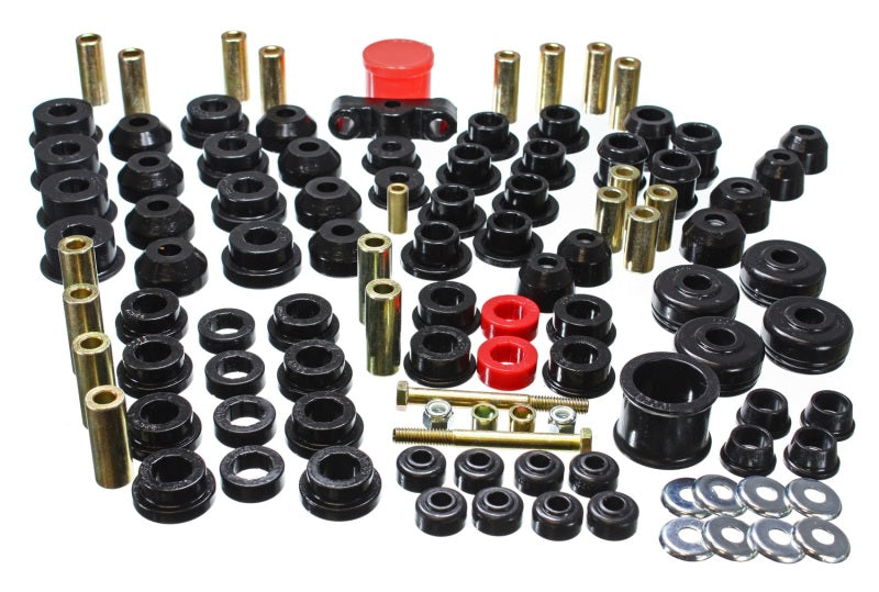 Energy Suspension 88-91 Honda Civic/CRX Black Hyper-Flex Master Bushing Set components in assortment layout