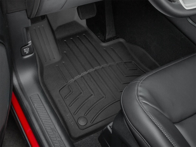 WeatherTech 2022+ Ford Explorer Incl. ST (6/7 Pssgr.) Front FloorLiner HP - Black installed in car footwell
