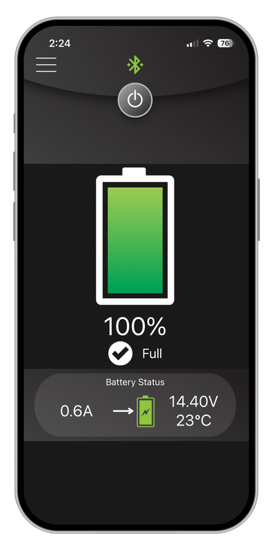 REDARC Smart Battery Monitor display showing full battery life