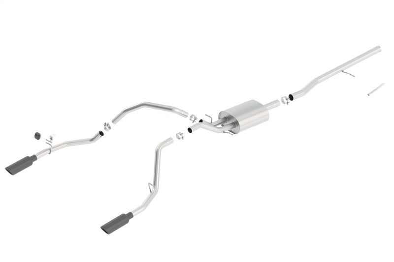 Borla 14 Silv/Sierra C/B Exhaust ATAK 1500 5.3L V8 AT/MT 2&4WD Ext Cab (78.7) WB - Black Chrome exhaust system image