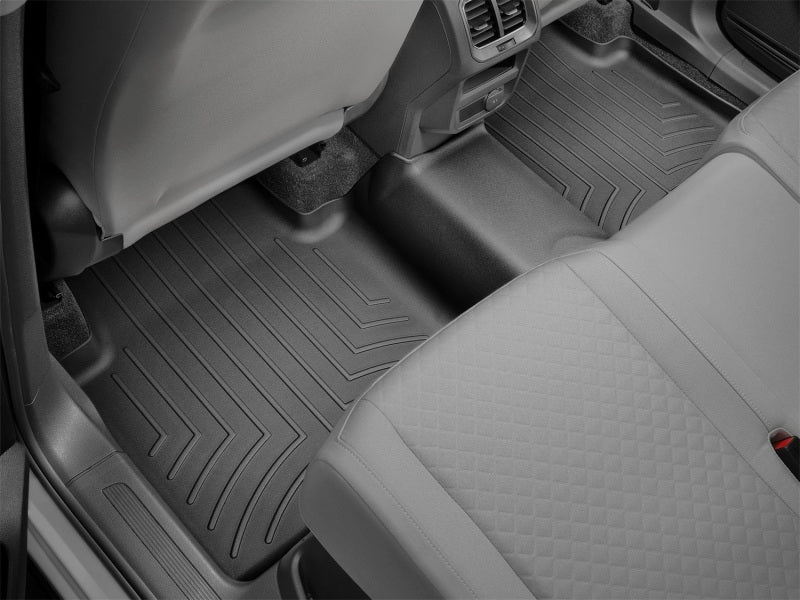 WeatherTech 2018+ Volkswagen Tiguan Rear FloorLiner - Black (Fits 5 & 7 Passenger Models) interior view with custom fit