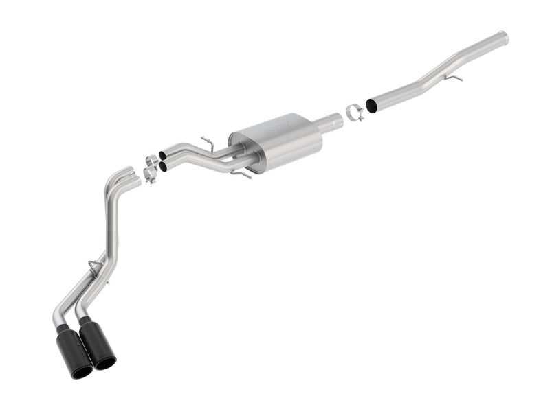 Borla 14 Silv/Sierra 1500 EC Std/CC Short 143.5in WB S-Type Black Tip Dual Rolled Side Exit CB Exht Secondary image