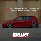 Air Lift 05-14 Audi A3 / 06-14 Volkswagen GTI Performance Front Kit on red car with modified stance