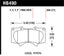 Hawk 2010-2014 Lexus GB460 HPS 5.0 Front Brake Pads dimensions