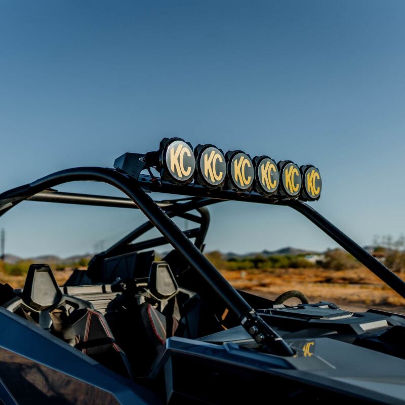 KC HiLiTES 2022+ Polaris RZR Pro XP 39in. Pro6 Gravity LED 6-Light 120w Combo Beam mounted on off-road vehicle.