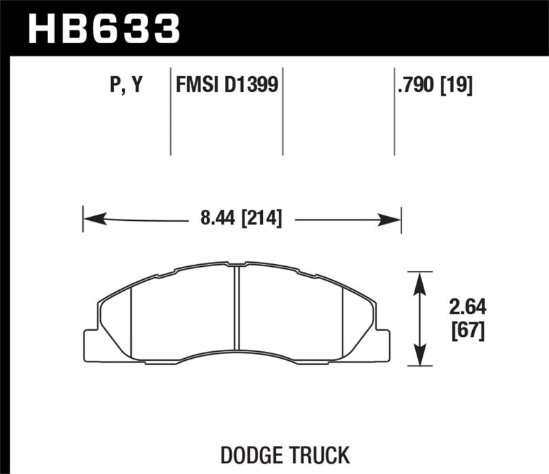 Hawk Super Duty Street Brake Pads for Dodge Truck dimensions Main image