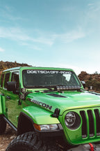 Rigid Industries 2018 Jeep JL - Hood Mount Kit - Mounts 20in Adapt Series on a green Rubicon off-road vehicle