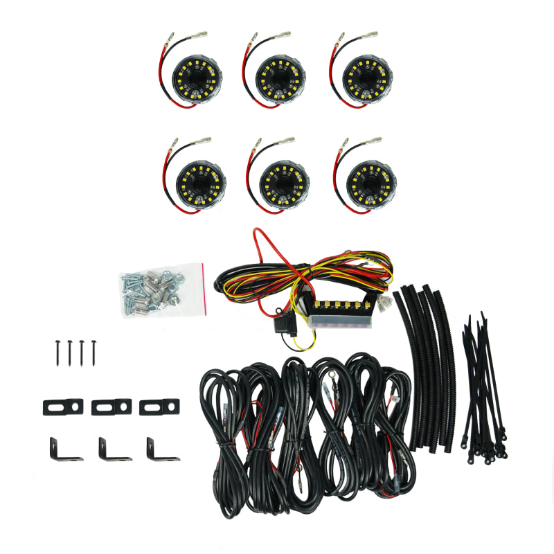 KC HiLiTES Cyclone V2 LED - Rock Light - 6-Light System - Clear - 5W Flood Beam set for offroad lighting and electrical needs. Main image