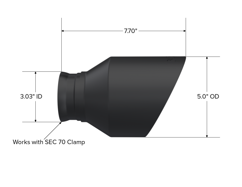 MBRP 15-23 Dodge Charger 5.7L/6.2L/6.4L T304 3in ID / 5in OD Out / 8in Length Angle Cut Black Tip Secondary image