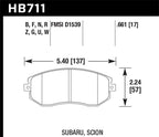 Hawk 13 Subaru BRZ/13 Legacy 2.5i / 13 Scion FR-S DTC-60 Front Race Brake Pads dimensions and specifications