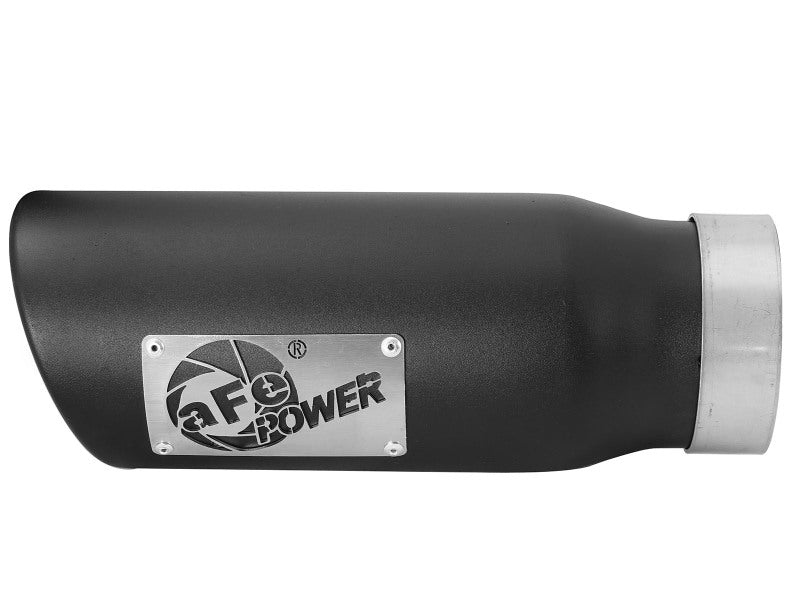 aFe MACH Force-Xp Universal Exhaust Tip 3-1/2ININ x 4-1/2IN Outlet x 12IN Black Left Side Exit Secondary image