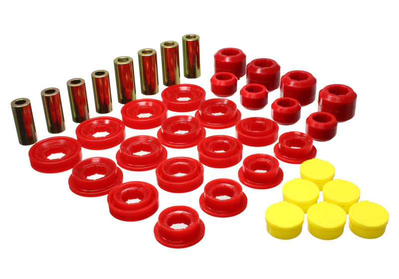 Energy Suspension 03-09 Ram 1500 Pickup 4WD Control Arm Bushing Set - Red parts for offroad performance upgrades.