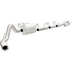 MagnaFlow Sys C/B 11-15 Ford Super Duty F250 6.2L EC CC, SS 3.5in Single Rear Pass Side Ext 5in Tip exhaust system.