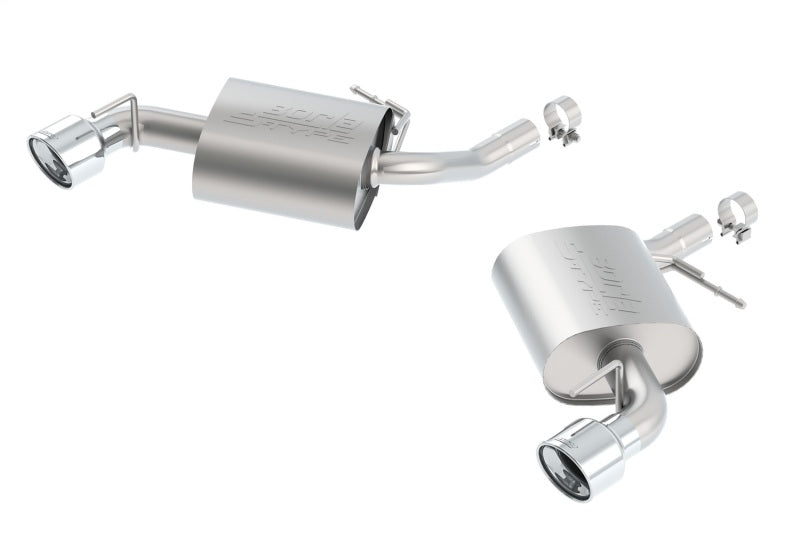 Borla 16-17 Chevy Camaro 3.6L V6 Single Split Rear Exit S-Type Axle-Back Exhaust system with stainless steel tips.