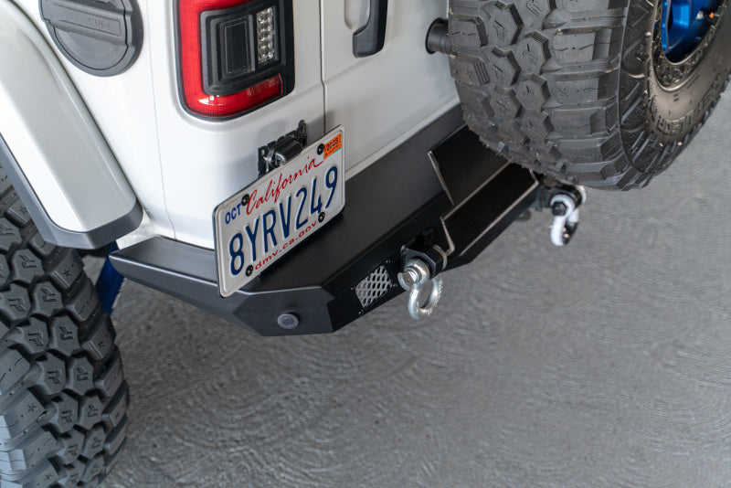 DV8 Offroad 2018 Jeep Wrangler JL MTO Series Rear Bumper w/ Optional Tire Carrier and offroad tires