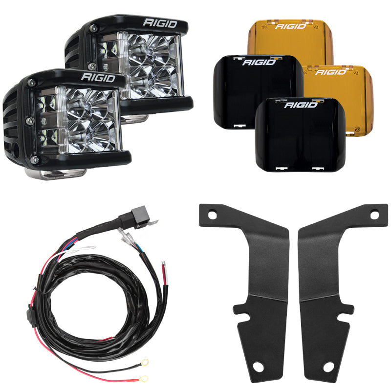 Rigid Industries 10-20 Toyota 4Runner A-Pillar Light Kit w/D-SS Flood with brackets and covers