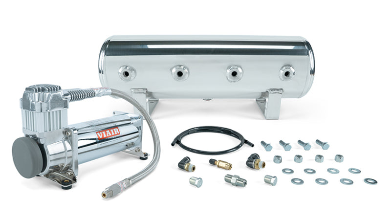 Air Lift 2.5 Gal. Polished Tank w/ Viair 444c Chrome Compressor (Incl. Fittings & Mounting Hardware) for offroad performance upgrades.