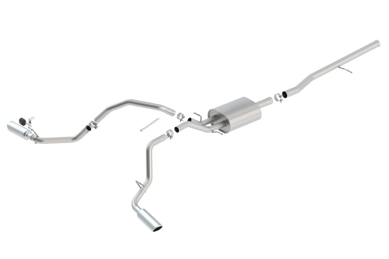 Borla 14 Silv/Sierra C/B Exhaust S-Type 1500 5.3L V8 AT/MT 2&4WD Ext Cab Split Side Exit exhaust system image