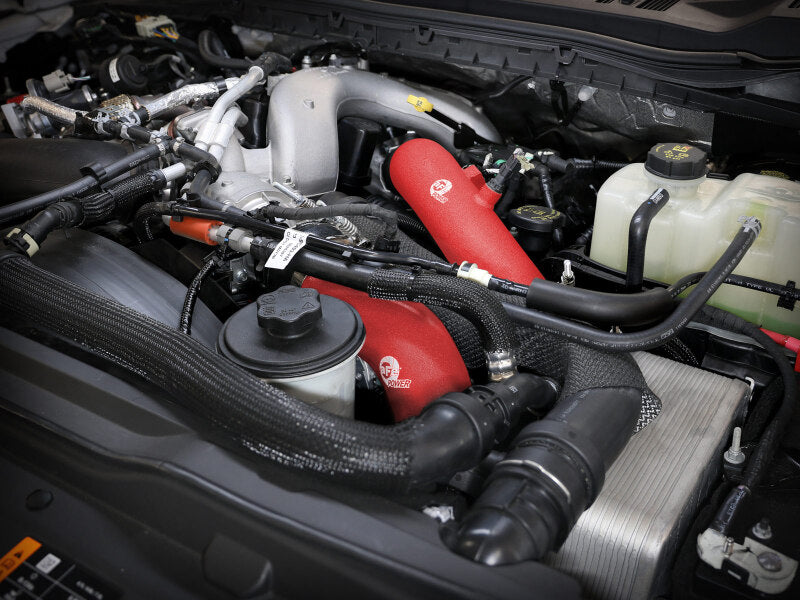 aFe 23-25 Ford F250/F350 Super Duty V8-6.7L BladeRunner Aluminum Hot & Cold Charge Pipe Kit - Red Secondary image