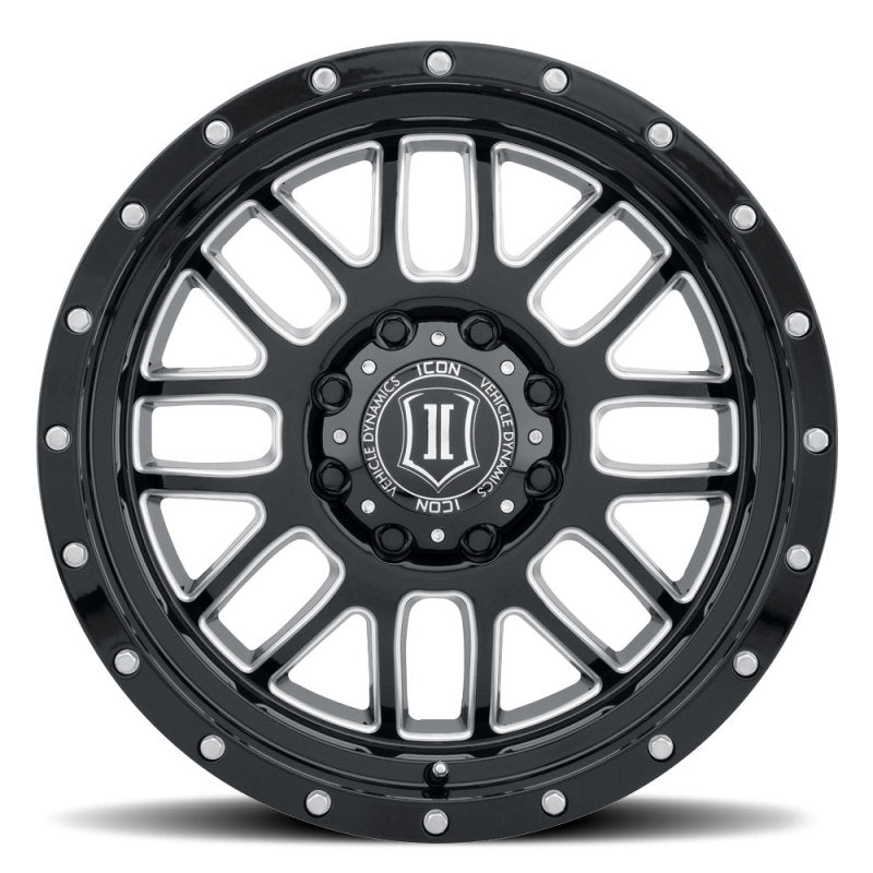 ICON Alpha 20x9 5x150 16mm Offset 5.625in BS Gloss Black Milled Spokes Wheel Secondary image