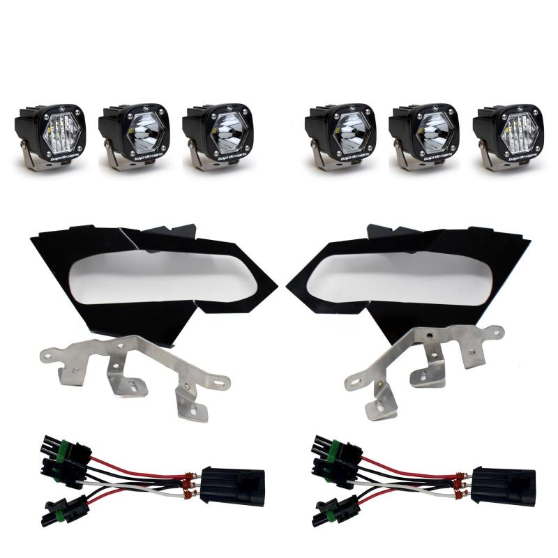 Baja Designs Can-Am X3 Headlight Kit S1 Spot W/C Headlight Kit with mounts and connectors for offroad lighting