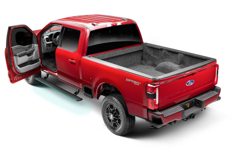 AMP Research 2019 Ram 2500 PowerStep Plug N Play - Black (Fits Gas Models Only - All Cabs) on red truck