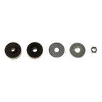 Bilstein 4600 Series 84-85 Toyota 4Runner Front 46mm Monotube Shock Absorber components including rubber washers and metal spacers.