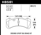 Hawk 09 Nissan GT-R R35 Brembo DTC-70 Race Front Brake Pads dimensions