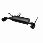 MagnaFlow 07-17 Jeep Wrangler JK 3.8/3.6L Dual Split Rear Exit Black Axle-Back Exhaust for offroad performance upgrades.