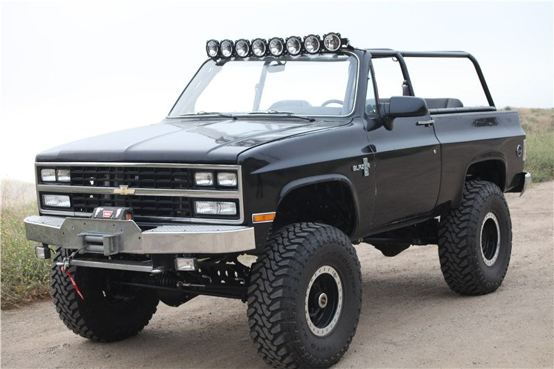 Offroad truck with suspension lift, winch, and exterior accessories