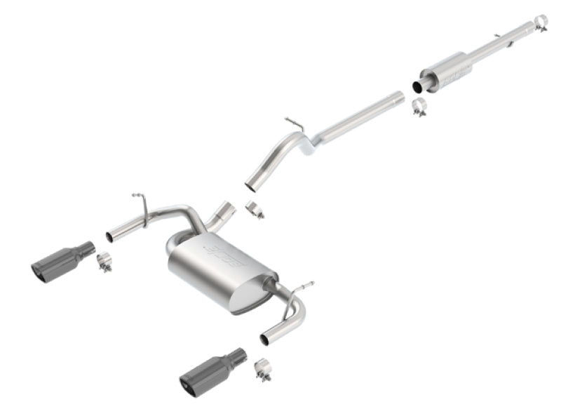 Borla 12-16 Jeep Wrangler 3.6L AT/MT 4DR 4WD S SQ RL AC SR 2.5in 2in TIP 3.5inx3.28in Black Chrome exhaust system parts.