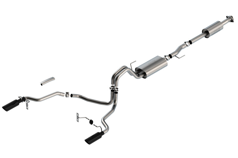 Borla F-150 2021 2.7L/3.5L 4dr CC SB EC STB Lar/KingR/Plnm/LTD 3/2.25 SRE CB Touring BLK CHR Tips exhaust system Main image