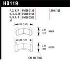 Hawk 1978-1979 Buick Century Custom HPS 5.0 Front Brake Pads dimensions