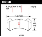 Hawk 09-11 Nissan GT-R DTC-60 Motorsports Front Brake Pads diagram dimensions