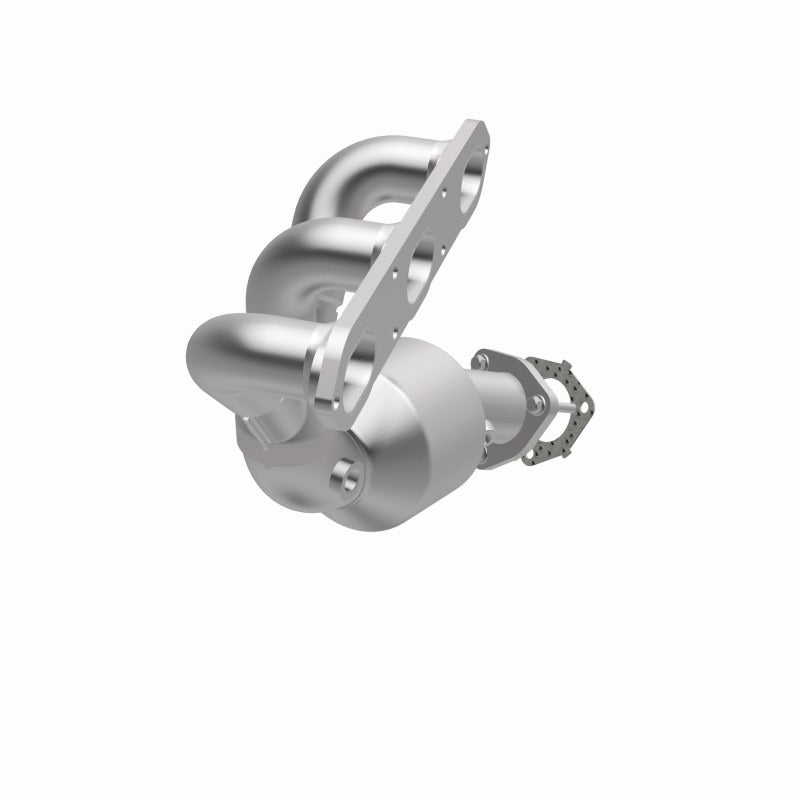 MagnaFlow Conv 06-08 Porsche Cayman DF SS OEM Grade Driver Side Catalytic Converter w/Header on display