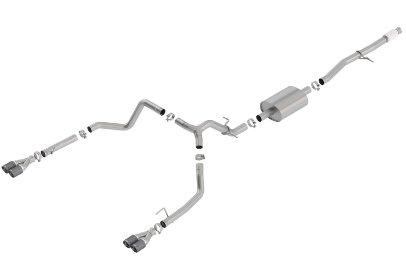 Borla 2019 Chevy Silverado 1500 5.3L V8 CC SB 147.4in WB S-Type Cat-Back w/ Quad CF Round Tips exhaust system Main image