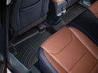WeatherTech 2022 Ford Maverick Hybrid Rear FloorLiner - Black installed in truck interior with leather seats.