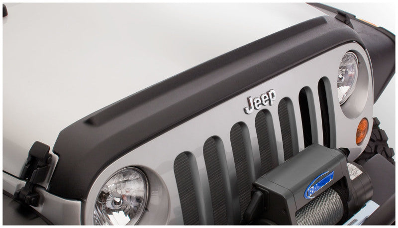 Bushwacker 07-18 Jeep Wrangler (JK) / (JK) Unlimited Trail Armor Hood Guard - Black on Jeep with winch.