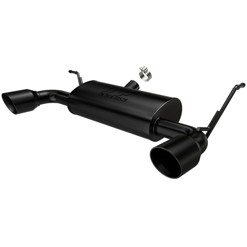MagnaFlow 07-17 Jeep Wrangler JK 3.8/3.6L Dual Split Rear Exit Black Axle-Back Exhaust for performance offroad upgrades Main image