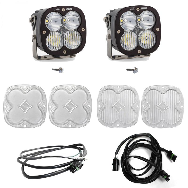 Baja Designs 2021+ Ford Bronco A Piller Light Kit XL80 D/C w/Upfitter complete set with lights, covers, and wiring.